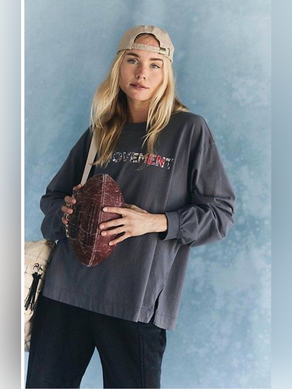 FREE PEOPLE Hustle Logo Layer Long Sleeve Top In Wildflower Logo size medium